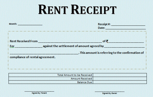 House Rent Receipt India